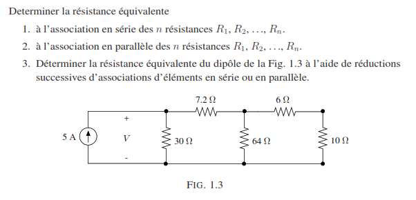 Exercice électronique corrigé déterminer la résistance équivalente