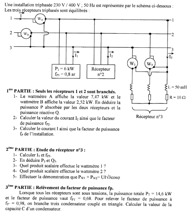 Exercice électronique déterminer le bilan de puissance