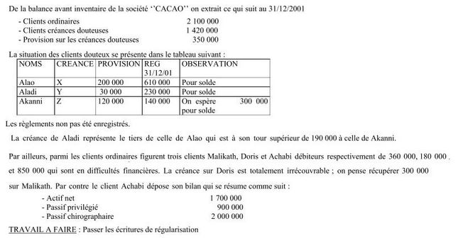 Exercice comptabilité générale