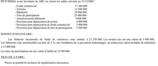 Ecritures de régularisation