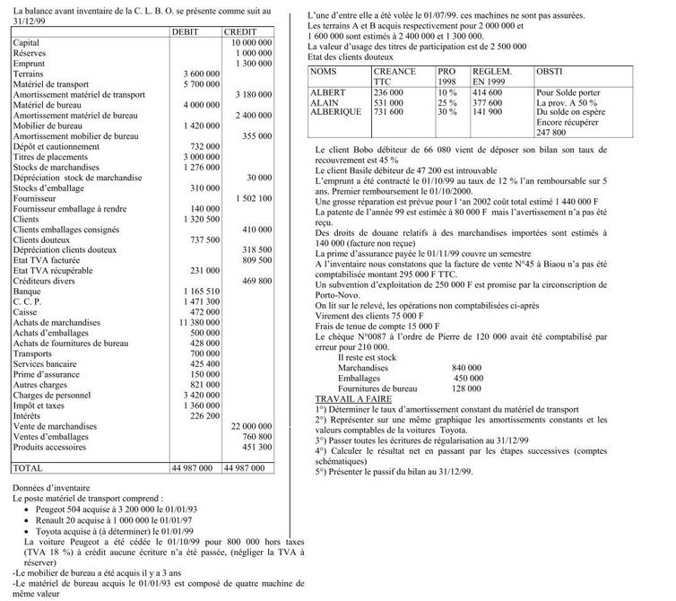 Exercice comptabilité générale