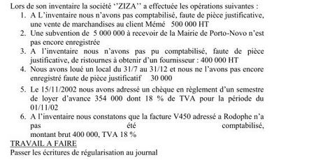 Exercice comptabilité générale