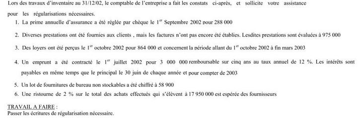 Exercice comptabilité générale