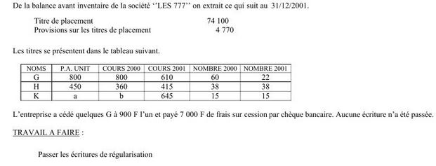 Exercice Comptabilité Générale