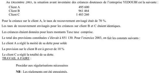 Exercice comptabilité générale