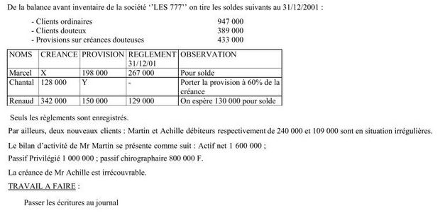 Exercice comptabilité générale