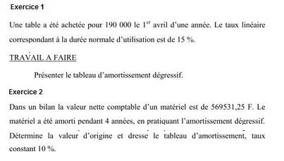 Exercice comptabilité génerale