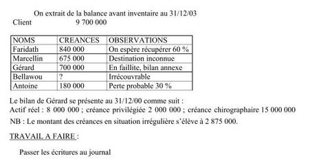 Exercice comptabilité générale