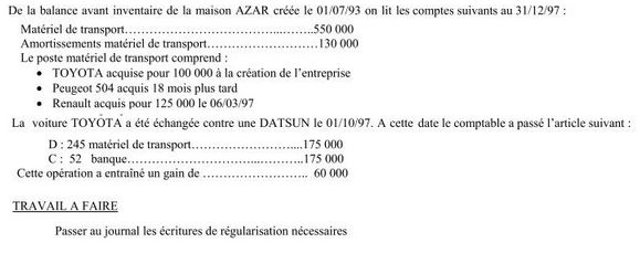 Exercice comptabilité générale