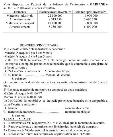 Exercice comptabilité génerale