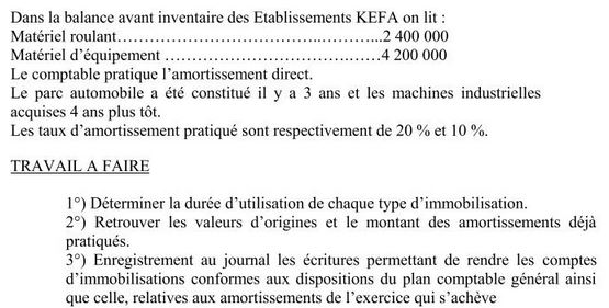 Exercice comptabilite generale