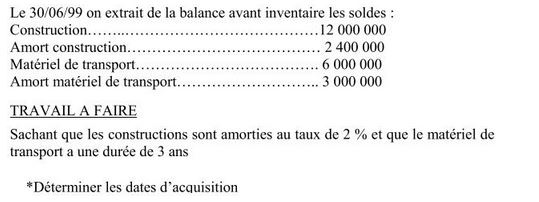 Exercice comptabilité génerale