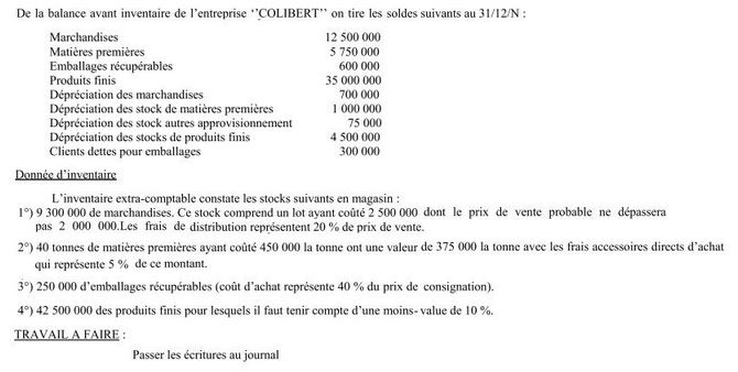 Exercice comptabilité générale