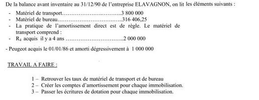 Exercice comptabilité générale