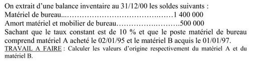 Exercice comptabilité générale