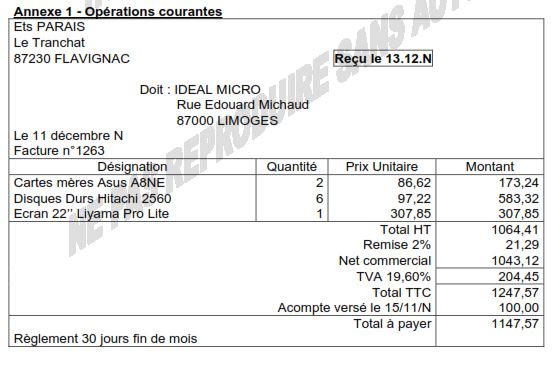 enregistrer une facture au journal