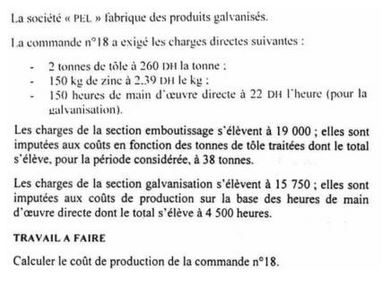 Exercice comptabilité analytique