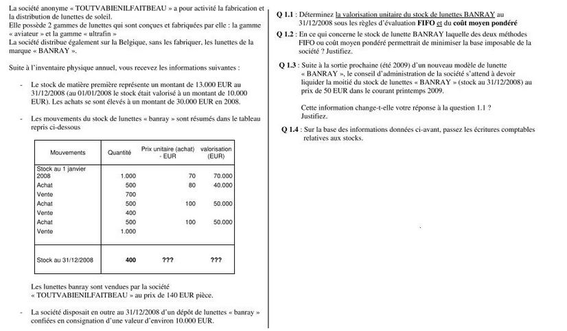 Exercice comptabilité analytique