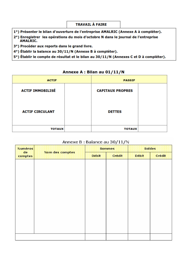 Exercice comptabilité générale