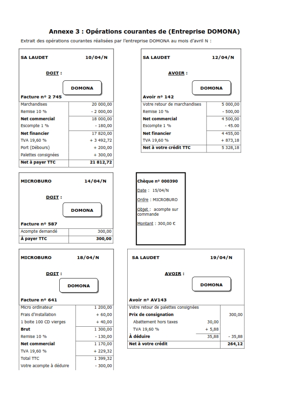 Exercice comptabilité générale