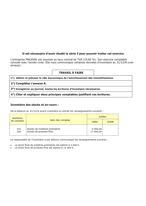 Exercice Comptabilité Générale