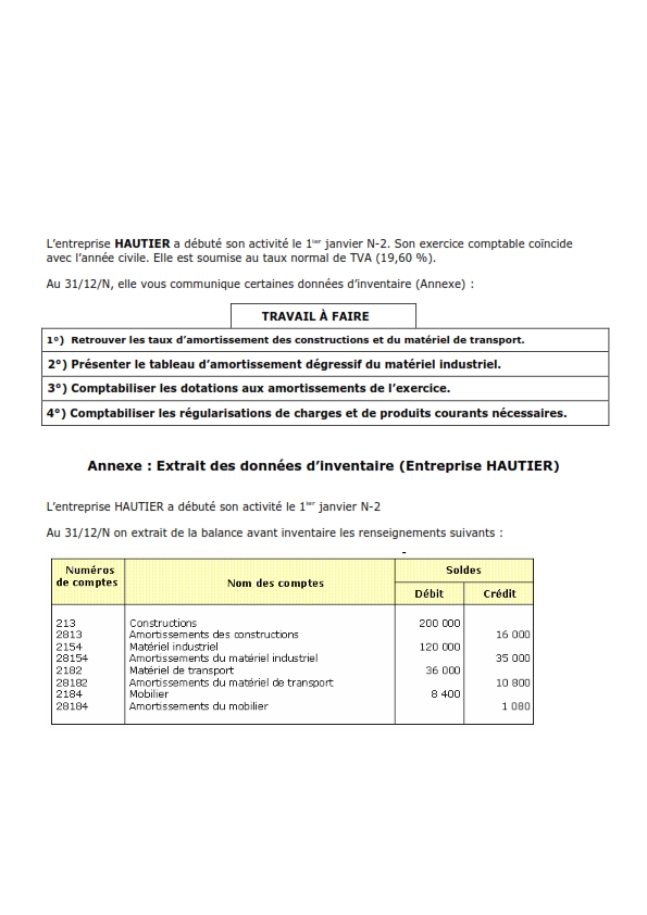 Exercice Comptabilité Générale