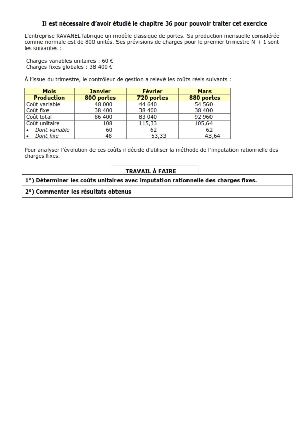 Exercice comptabilité générale