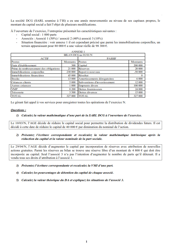 Exercice Comptabilité Approfondie