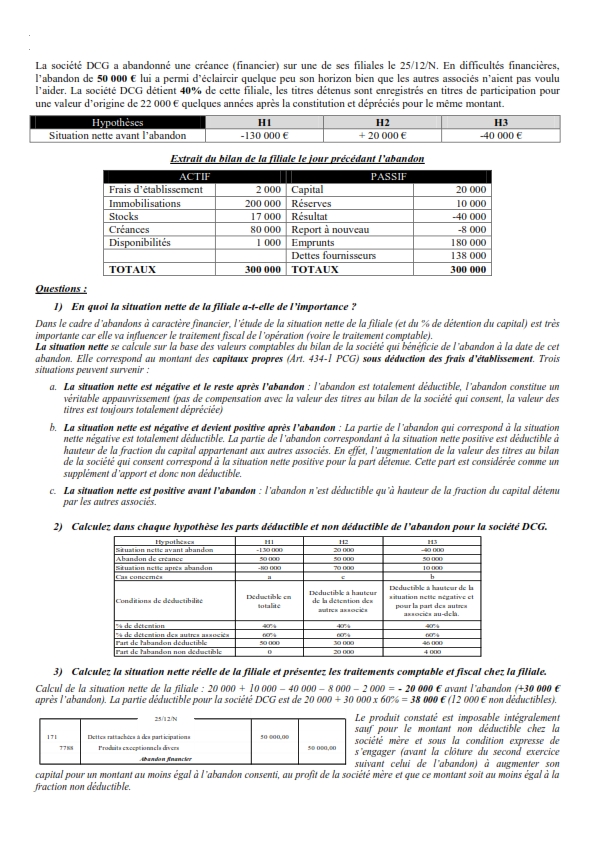 Exercice Comptabilité Approfondie