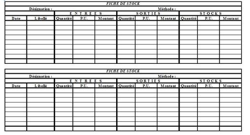 remplir la fiche de stocks