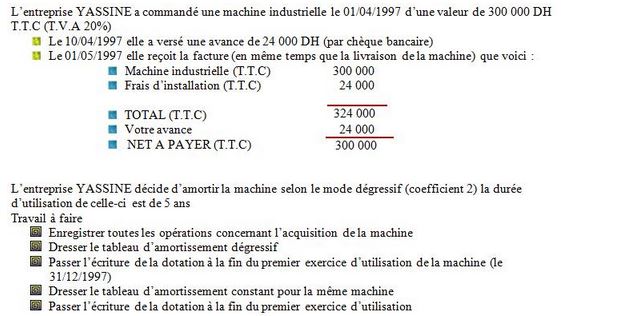 Exercice comptabilité générale