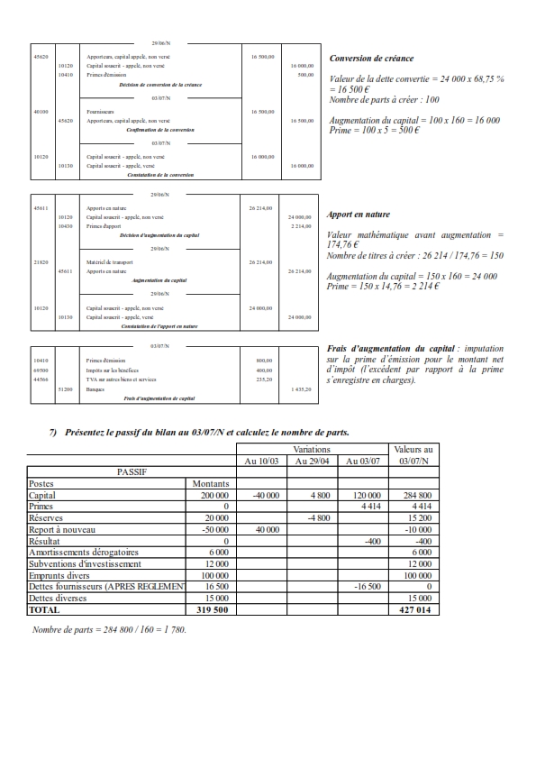 Exercice comptabilité