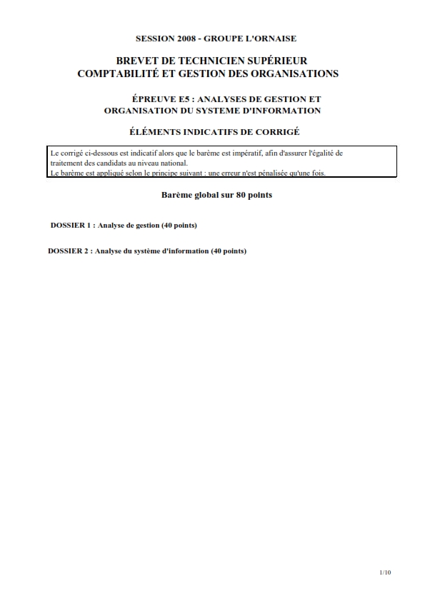 Analyses de gestion