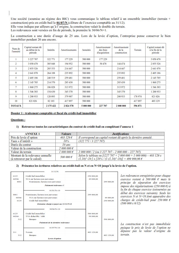 Exercice Comptabilité Approfondie